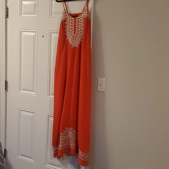thml orange dress THML Orange & Pink Colorblocked Dress